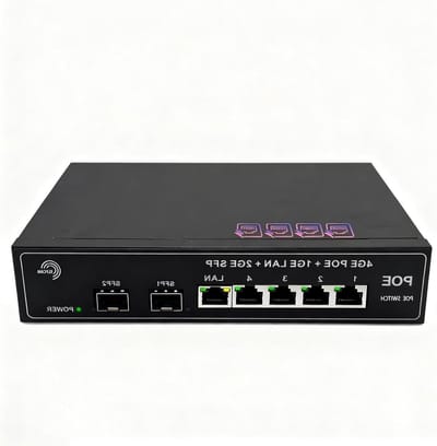 PoE Glasvezel Switch - Ethernet Switch - Netwerk Uitbreiden - Plug & Play - 8 Poorten - Zwart