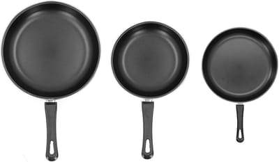 Koekenpannenset - Mini Pannen - Pancakes Bakken - Antiaanbaklaag - 3 Stuks - Zwart