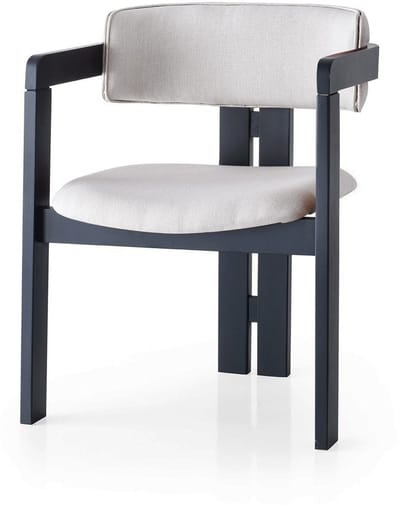 Asir - Stoel - Crème, Zwart - 100% HOUT, LINNENSTOF / MULTIPLEX - 58 x 76 x 49 cm