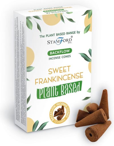 Backflow Wierook kegels - Sweet Frankincense - 12 Stuks - Plantaardig - Vegan - Plant Based - Incense Cones - Waterval Wierook