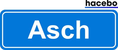 Hacebo - Plaatsnaam Sticker - 29x10 CM - Asch sticker - Verkeersborden sticker - grappige cadeaus - Asch