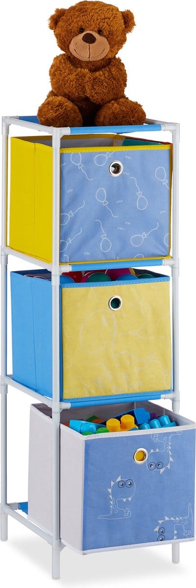 speelgoedkast - met 3 manden - opbergkast kinderkamer - dino - 89x27,5x30 cm - kinderkast