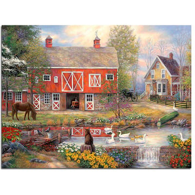 Diamond Painting Dorp Volledige Ronde Aankomst Diamant Borduurwerk Landschap 20X30CM beige