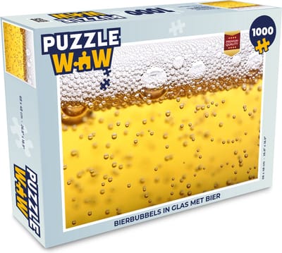 Puzzel Bierbubbels in glas met bier - Legpuzzel - Puzzel 1000 stukjes volwassenen