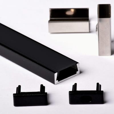 Aluminium Profiel voor LED-strips met Afdekking - 2m, Zwart geanodiseerd
