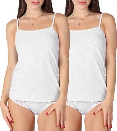 Bellivalini Dames Onderhemd - Ronde hals - Katoen - BLV-BLV50-220-UW - 2Pack-Melange - 3XL
