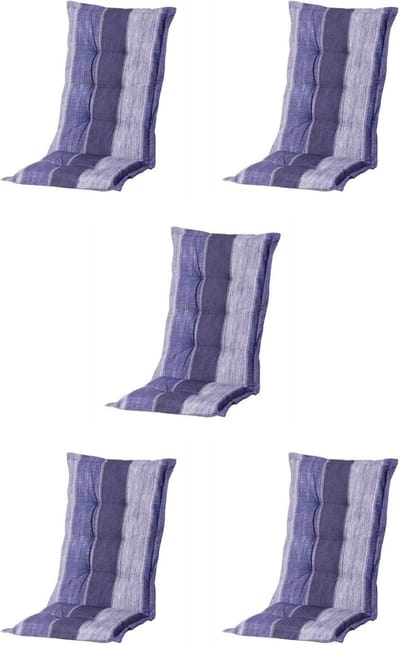 Madison - Tuinkussen - Hoge Rug - 5 st - Denim Stripe Blue - 123x50cm