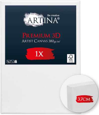 Artina Schildersdoeken 70x100 cm 3D Premium - Voorgerekte Doeken Wit met FSC® Houten Spieraam Stabiele Voorbehandelde Canvas Schildersdoek 380g/m²