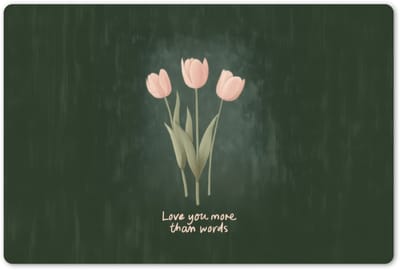 Placemats 45x30 cm - Placemat kunststof - 1 stuk - Tulpen - Roze - Tekst - Love - Borden onderleggers - Decoratie voor op tafel - Keuken tafeldecoratie accessoires - Vinyl onderlegger - Tafelversiering