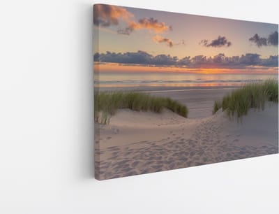 Saammp Canvas Schilderij - Duinen- Strand - Zee - Zon - 45x30 - Foto op canvas - Wanddecoratie - muurdecoratie Woonkamer - Slaapkamer decoratie - Canvas Print