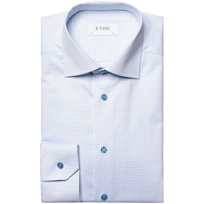 Eton Overhemd Micro Check Signature Twill Licht Blauw / male