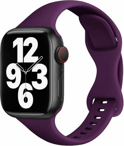 By Qubix - Geschikt voor Apple Watch bandje - Siliconen sportbandje Slim Fit - Paars - Geschikt voor Apple Watch 44mm / 45mm / 46mm / 49mm (Ultra 1,2 en 3) - siliconen sport bandje - smartwatchbandje