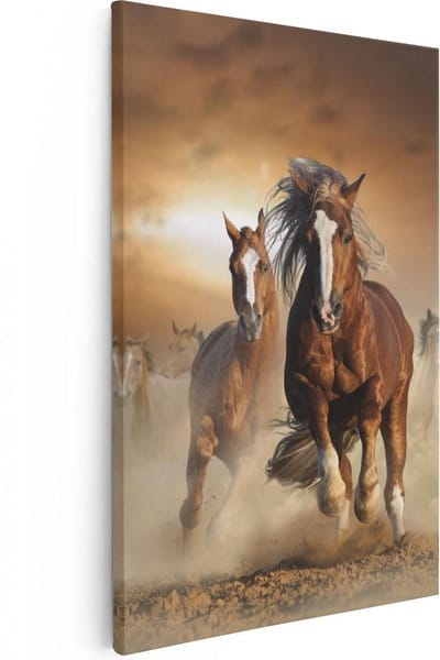 Artaza Canvas Schilderij Paard - 20x30 cm - Klein - Wanddecoratie Woonkamer - Muurdecoratie Dieren - Kamer Accessoires
