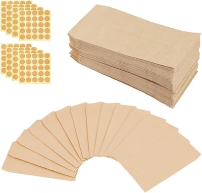 Dailygoods - MIYUANGKJ Papieren zakken, klein, bruin, 200 stuks, zaadzakjes, 6 x 10 cm, mini-zakjes van kraftpapier met 200 stickers, zaadgoed, opslag, papieren zakken voor zaden, munten, sieraden, kerstcadeaus