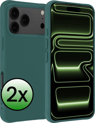 Hoesje 2 Stuks - Geschikt voor Apple iPhone 17 Pro Max / 18 Pro Max - Sterk & Shockproof - Case Siliconen - Back Cover - Telefoon Hoes - Donkergroen