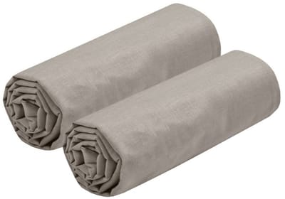 Stof Textiles Hoeslaken Eden - 2x - 2-persoons - 180 x 200 cm - taupe - hotelkwaliteit - ademend katoen - 30 cm matrasdikte