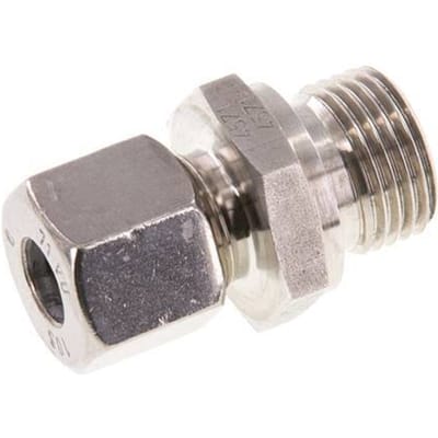 G 1/2'' Buitendraad x 10S RVS Rechte Snijring Koppeling 630 Bar DIN 2353 - FL2S-MC-ST-012G-10-S