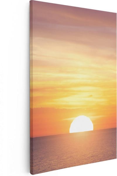 Artaza Canvas Schilderij Zee En Strand - 20x30 cm - Klein - Muurdecoratie Zonsondergang - Wanddecoratie Woonkamer - Kamer Accessoires