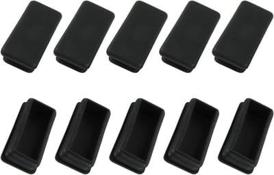 Rechthoekige Kunststof Eindkappen voor Buisprofielen (50x20 mm) - 10 Stuks Zwart