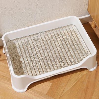 Hondentoilet Trainingsbak - Huisdierplasbak - Zindelijkheidstraining Honden - Dubbellaags Afneembaar - 51x36x12cm - Wit