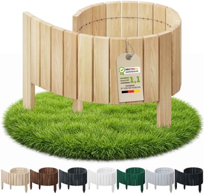 Floranica Flexibele tuinrand 10 x 100 cm natuurlijk gazonrand tuinomranding houten tuinhek rolborder