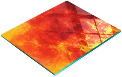 Keuken serveerplank van gehard glas met vlammenmotief, 60x52 cm