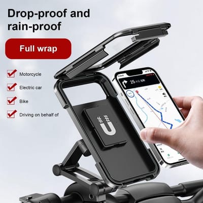 Waterdichte motorfiets fiets mobiele telefoon houder ondersteuning universele fiets GPS 360 ° draaibare verstelbare motorfiets mobiele telefoon houder gray