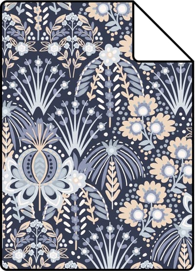 Proefstaal ESTAhome behang vintage bloemen in art nouveau stijl blauw - 26.5 x 21 cm - 131508-S
