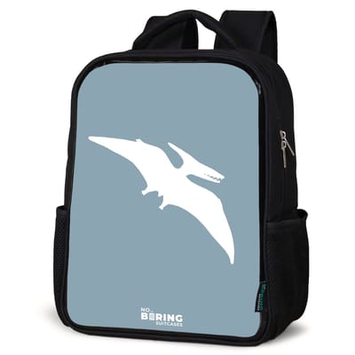 NoBoringSuitcases.com® - Rugzak zwart - Schooltas jongen & meisje - Blauw met Pteranodon dino - Rugtas voor school - Boekentas kind - Schoolrugzak - Kinderrugzak