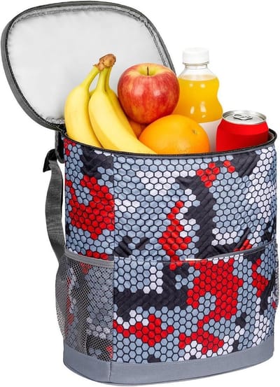 Geïsoleerde Koeltas - Opvouwbare Box - Buitenactiviteiten - Lekdichte Constructie - 33 x 29 cm - Zeshoekig Rood