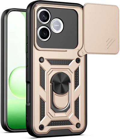 Hoesje geschikt voor HONOR 600 Lite - Phonesta CamShield Back Cover met Camera Slider - Goud