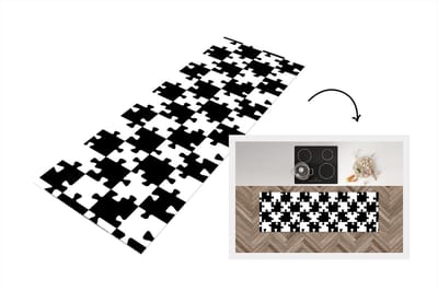 Keukenloper - Loper keuken - Puzzel - Schaken - Patronen - 150x50 cm - Keukenloper vinyl