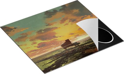 Chefcare Inductie Beschermer Piano op het Strand bij Zonsondergang - 60x50 cm - Afdekplaat Inductie - Kookplaat Beschermer - Inductie Mat