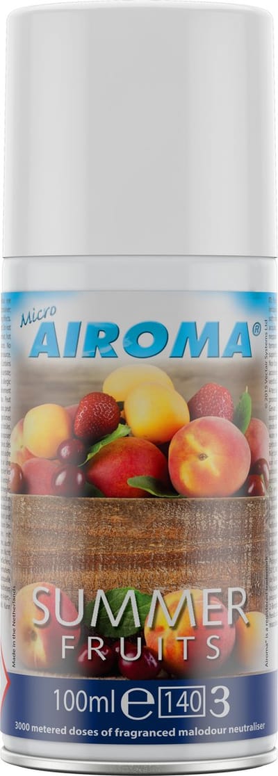 Micro Airoma Navulling 12x 100ml – Summer Fruits – Luchtverfrisser Aerosol – Geschikt voor MVP Dispenser