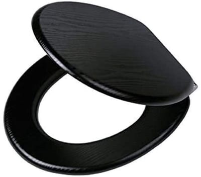 Unyqoos® Stijlvolle en Geruisloze Toiletbril met Zwarte Houtlook en Softclose
