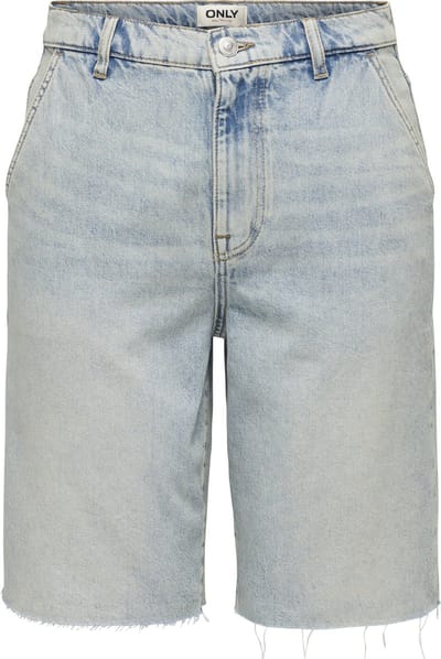 High Waist Denim Shorts Relaxed Fit Wo - Light Blue
