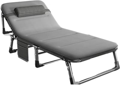 Opklapbaar Campingbed - Reisbed Kampeerbed - Comfortabel Ontspannen - 4 Verstelbare Posities - 190 x 68 cm - Grijs