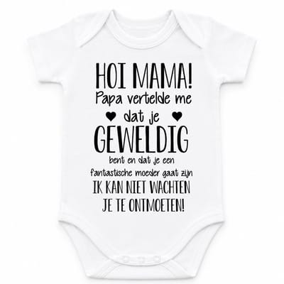Baby rompertje met tekst bekendmaking zwangerschap aankondiging Hallo mama,  papa vertelde dat je geweldig bent en een geweldige moeder wordt. Ik kan niet wachten .. ontmoeten Cadeau voor liefste aanstaande bekendmaken  bekend maken worden