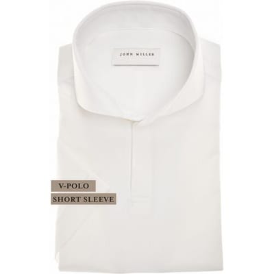 John Miller Polo Solid Color Short Sleeve Cutaway Stretch Antiekwit / male