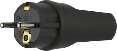 Geaarde stekker voor buiten, IP44, 230VAC, 16A, zwart