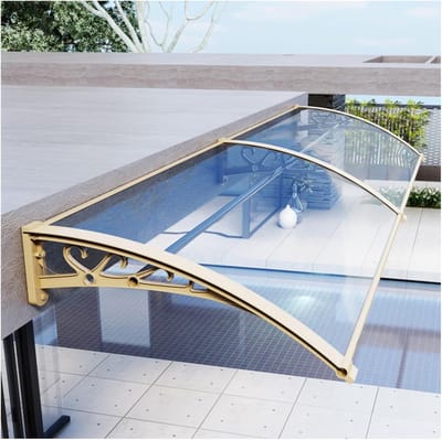 Buitenluifel Polycarbonaat - Overkapping Deur Raam - Bescherming Buiten - Weerbestendig Aluminium - 100x300cm - Transparant
