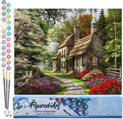 Figured'Art Schilderen op Nummer Volwassenen canvas Plattelandslandschap - Handwerk acrylverf Kit DIY Compleet - 40x50cm zonder frame