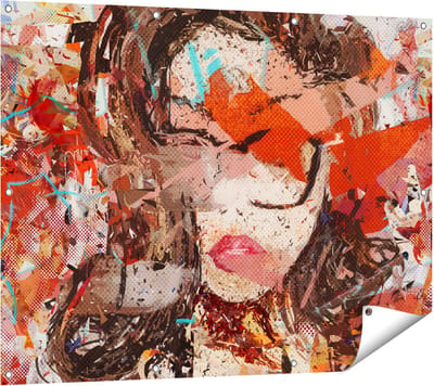 Gards Tuinposter Abstracte Kunst van een Meisje - Vrouw - 120x90 cm - Tuindoek - Tuindecoratie - Wanddecoratie buiten - Tuinschilderij