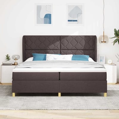 vidaXL - Boxspring - bed - met - hoofdeinde - Donkerbruin - 200 - x - 200 - cm - Stof