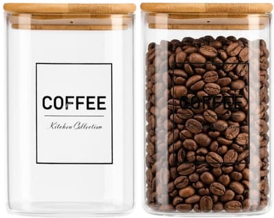 Vivalto Voorraadpot Essentials - 2x - keuken - glas - 1,2 Liter - luchtdichte deksel