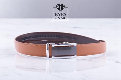 Camel lederen riem zonder gaatjes met automatische gesp voor heren ( Model N302 )