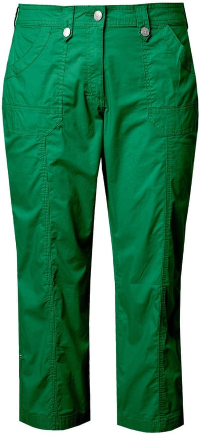 Ulla Popken - Dames - 7/8-cargohose oprolbandje voor broekspijp - Smaragdgroen - Maat 62