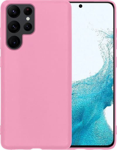 Hoesje - Geschikt voor Samsung Galaxy S22 Ultra - Sterk & Shockproof - Siliconen Case - Hoes Cover - Telefoonhoes - Lichtroze