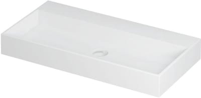 INK United Wastafel Porselein Zonder Kraangat incl. Porseleinen Click Plug en Verborgen Overloop Systeem - 900x450x110 mm - Mat Wit