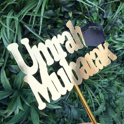 Taartversiering | Taart decoratie | Umrah Mubarak | Papier-karton | 14 cm